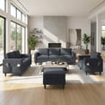 thumbnail image 1 of Mjkone 3 Pieces Living Room Furniture Sets, Linen Sectional Sofas and Couches Set with Storage Ottoman for Living Room, 3-Seater + Loveseat + Accent Chair + Ottoman,Dark Gray, 1 of 9