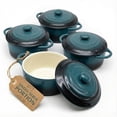 thumbnail image 1 of Kook Ceramic Mini Cocotte Set, Small Casserole Dishes with Lids and Handles, Individual Baking Ramekins, Oven safe 500F, Microwav, 1 of 8