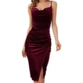 thumbnail image 6 of formal Gowns and Evening Dresses Holiday Party Dresses for Women Fashion Solid Sleeveless Sheath Velvet Asymmetrical Party Elegant Dresses Evening Dress, 6 of 10