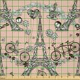 thumbnail image 2 of Ambesonne Eiffel Fabric by the Yard Microfiber, Retro Landmark, 5 Yards, Pale Salmon Black White, 2 of 2