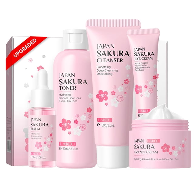 Set para el cuidado de la piel LAIKOU, limpiador, tónico, crema para ojos, crema facial