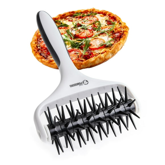 Chef Pomodoro Plastic Pizza Dough Roller (21 x 14.5 cm, Prong Length 7 mm) - Robust Pizza Docker, Dough Docker, Pizza Dough Docker, Pizza Docker Roller (Black)