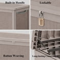 thumbnail image 6 of PATIOEASY 320 Gallon Deck Box, Resin Patio Storage Bench with Secure Latches, Waterproof Outdoor Toys Storage Box for Lawn Mowers, Sun Umbrellas-Coffee, 6 of 7