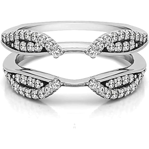 Solitaire Guard Wrap Wedding Enhancer Ring for Women Round Cut White Moissanite Diamond 14K White Gold Over 925 Sterling Silver