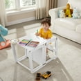 thumbnail image 4 of 4-in-1 Standing Tower for Toddlers and Kids 1-6 Years, Kitchen Learning Helper Stool with Chalkboard, Desk Table, and Chair (White), 4 of 6