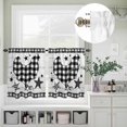 thumbnail image 2 of Farmhouse Chicken Star Wood Board Curtain Tier and Valance Set 3 Piece, Black White Checkered Style 3-inch Rod Pocket Window Tier Curtains Valance for Kitchen Living Room, 2 of 9