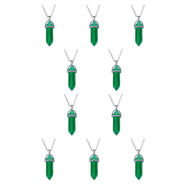 Sonducket Hexágono Columna Encanto Mujeres Colgantes Colgantes Amuletos de cristal puntiagudos para DIY Cadena Llaveros Decoraciones Verde Verde 10piezas Sonducket CBP468238