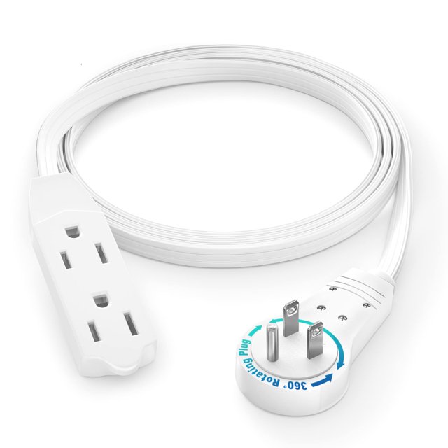 Cable de extensión Maximm Cable de 1 m, enchufe plano giratorio de 360°, 3 salidas
