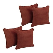 Blazing Needles 18-inch Double-corded Solid Microsuede Square Throw Pillows with Inserts (Set of 4) 9810-CD-S4-MS-RW