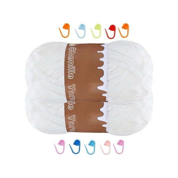 Byujiro 2-Pack Chenille Yarn Hand Woven Crochet Yarn in A Velvet Yarn Friendly and Soft Yarn
