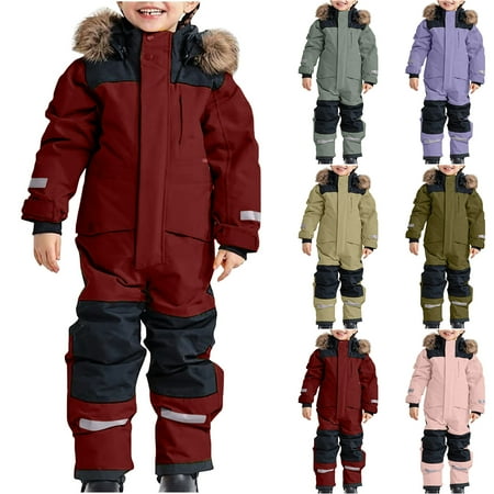 Big Savings On Toddler Snowsuit! 2 guisaled Kids Snow Suits for Toddlers One Pieces Ski Suits Jumpsuits Boys Girls Winter Outdoor Snowboarding Windproof Waterproof Onesie Snowsuits Flash Deals