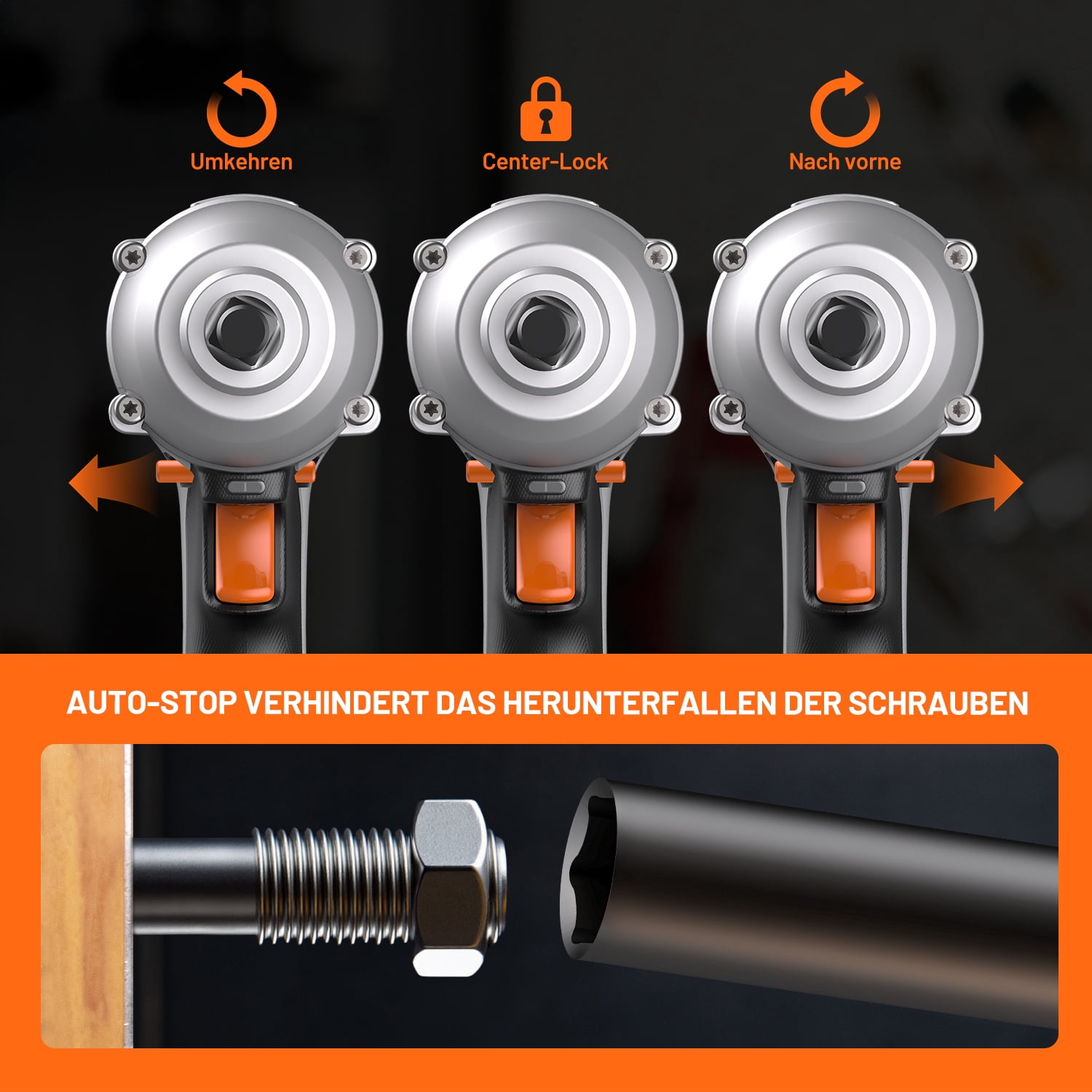 Litheli 20V Cordless Impact Wrench includes 1/2" Impact Drill with 400N.m Max Torque and LED Light for Dark Environment, 2.0Ah Battery, 4PC Socket Wrench and Tool Bag