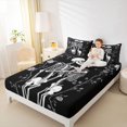 thumbnail image 4 of jejeloiu Spooky Valentine'S Day Twin Sheet Sets,Gothic Skull Skeleton Twin Fitted Sheet,White Black Flat Sheet For Men Women,Super Cozy Room Decor,3pcs, 4 of 7