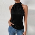 thumbnail image 2 of Miluxas Sequin Halter Tops for Women Sleeveless Sparkly Shiny Tank Tops Ruched Flowy Sparkly Club Outfits Party Shirt Black M(M), 2 of 9