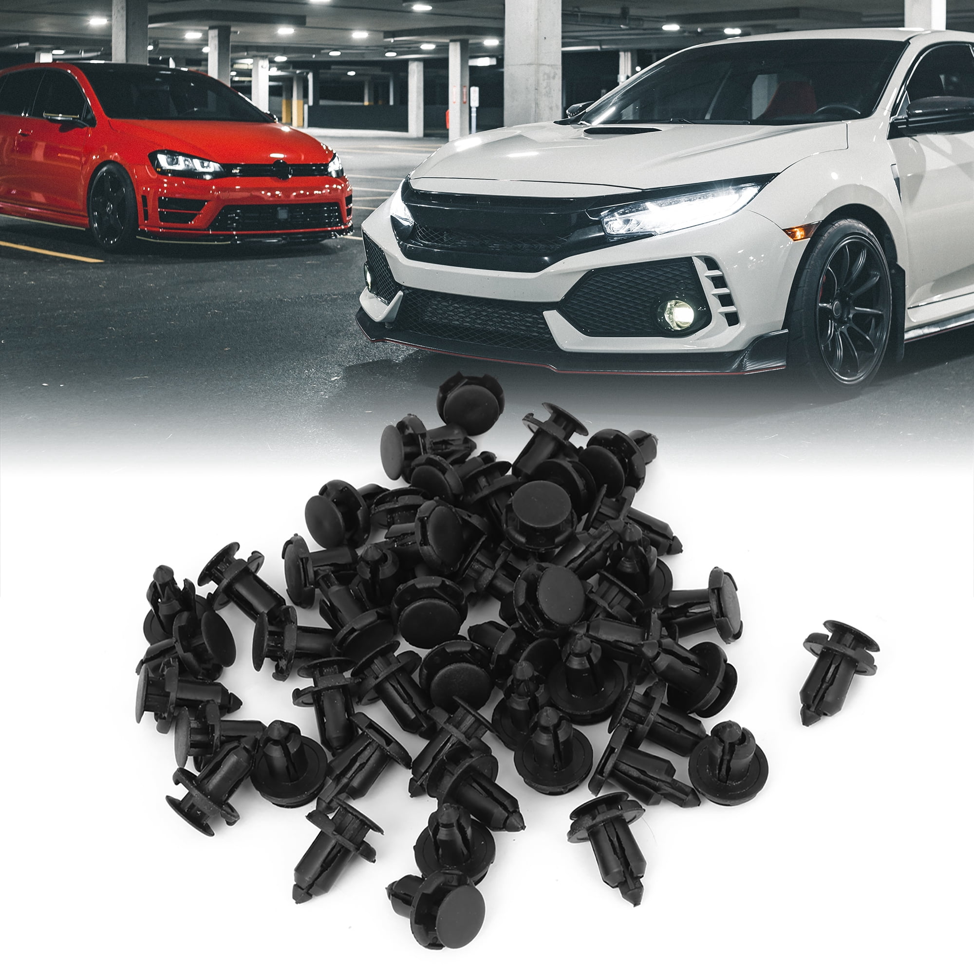 50pcs Rivet Fastener Fender Retainer Push Clips 0.36" for Honda
