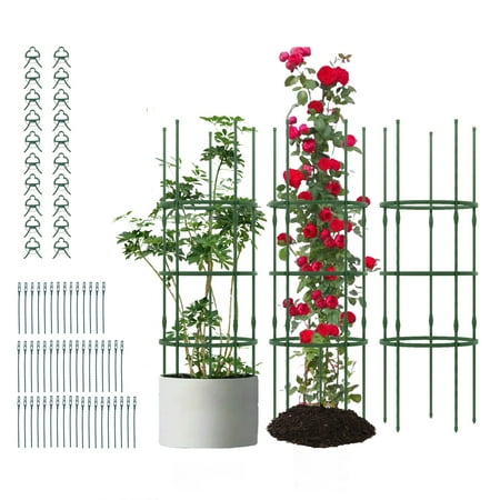 Gymax 3-Pack Garden Tomato Trellis 60 Plant Support Cage w/ Adjustable Size for Plants