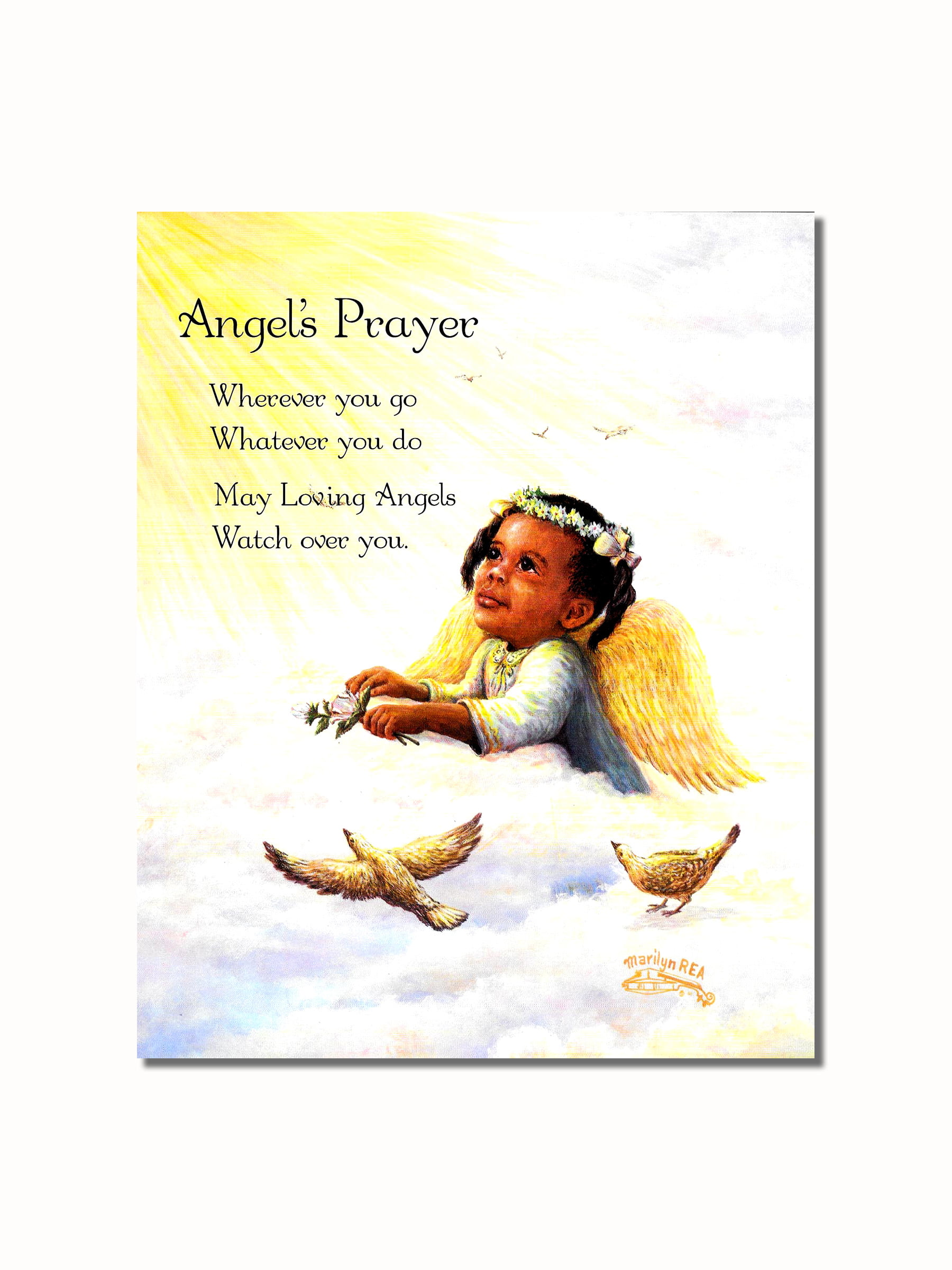 African American Black Girl Angel's Prayer Wall Picture 8x10 Art Print 