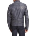 thumbnail image 2 of Men Leather Jacket Slim Fit Biker Motorcycle Genuine Lambskin Jacket A118, 2 of 3