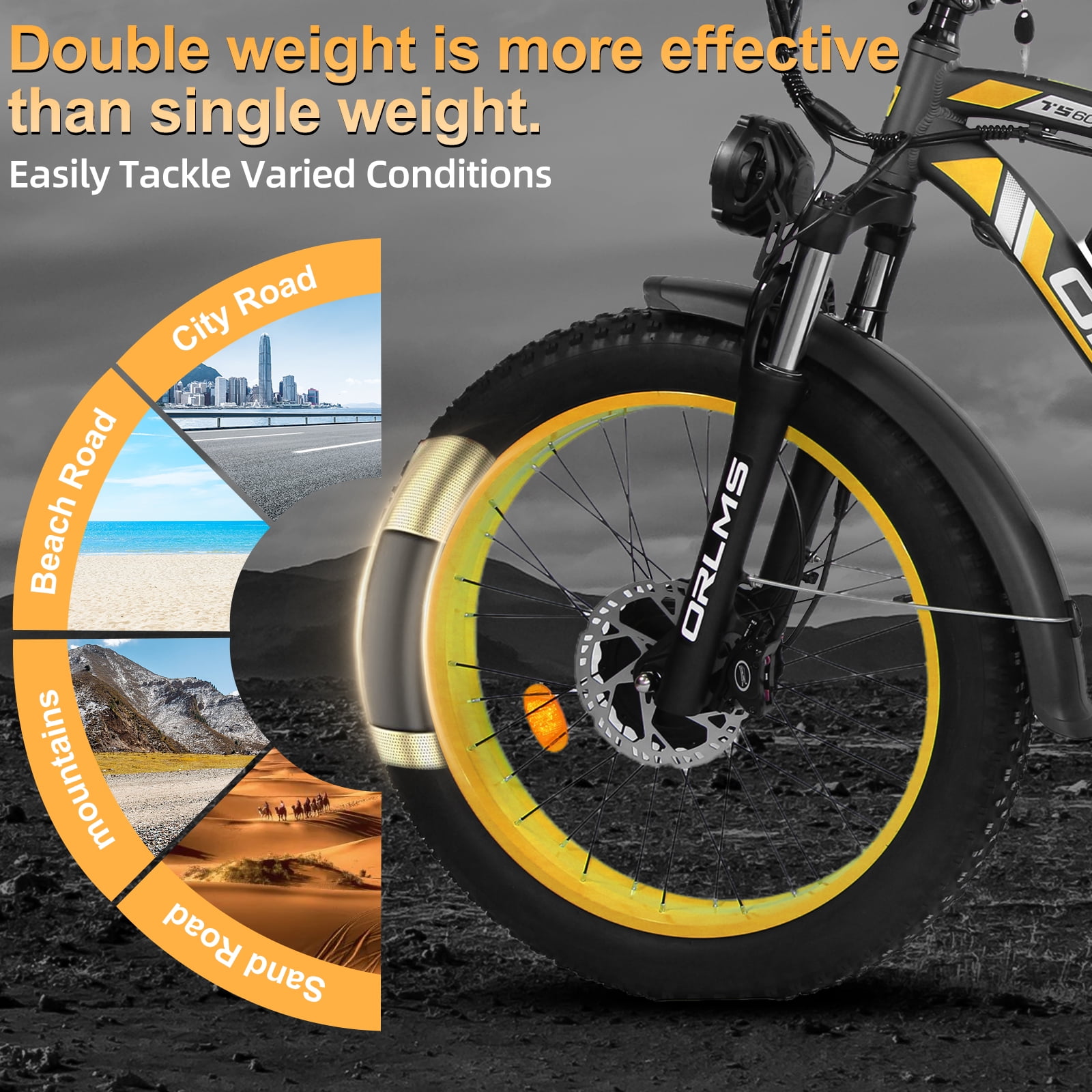 5000W Peak Dual Motor E-Bike, 60V 25AH Battery Electric Bike for Adults, 45MPH Mountain AWD 21-Speed Snow E-Bike with 26" x 4.0 Fat Tire, Long Range Mountain Dirt Off-Road