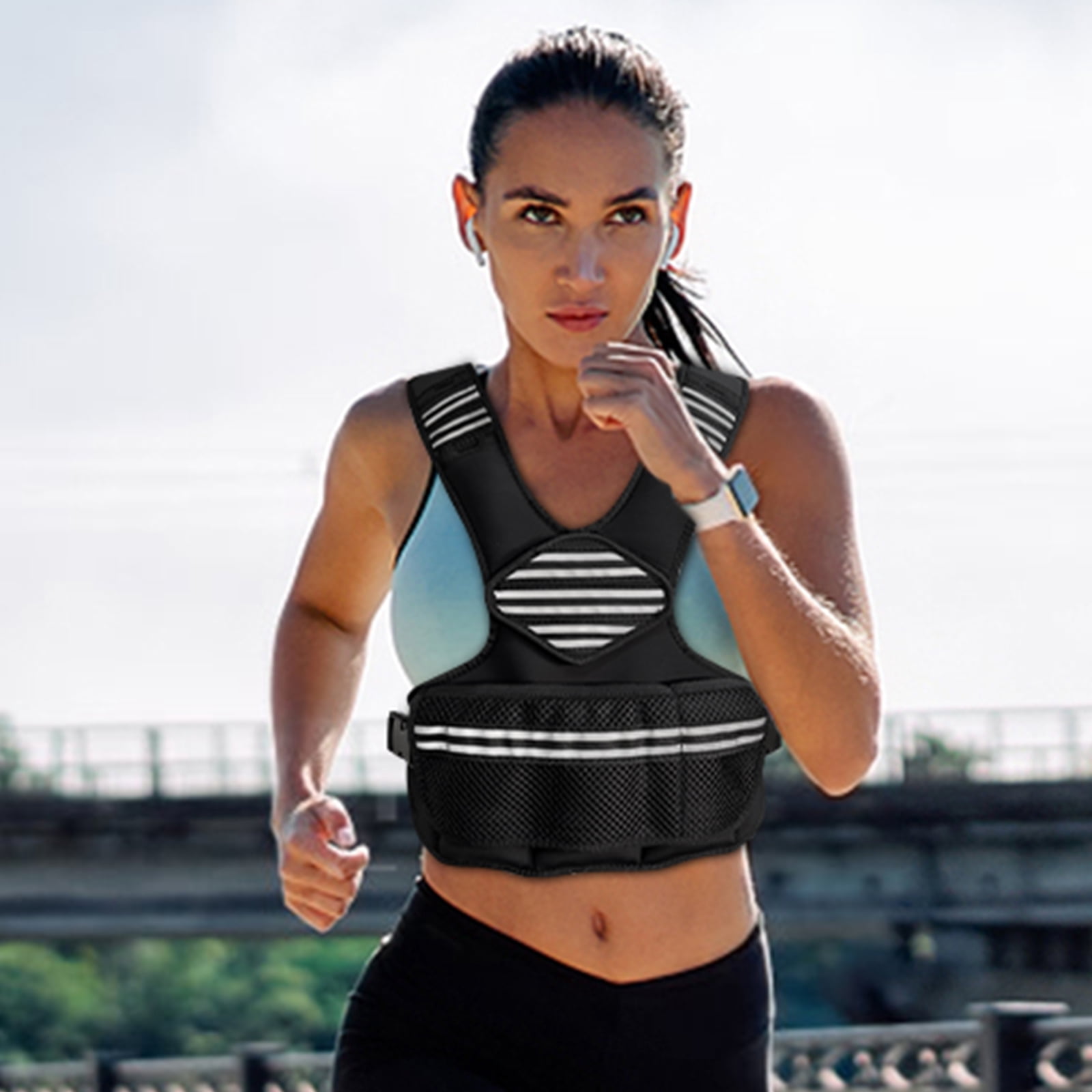 Adjustable Weighted Vest for Women, 4-10 lbs – Workout Vest with Reflective Strips, Large Pockets & 6 Ironsand Weights – Strength Training Vest for Walking, Running & Fitness