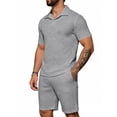 thumbnail image 2 of Men's Collared Short-Sleeve Casual Sports Short-Sleeve And Shorts Two-Piece Set, Size S-3XL, 2 of 4