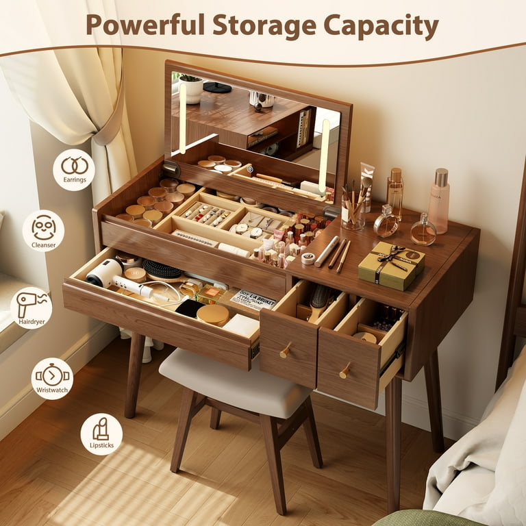 white christmas dresses Solid Wood Dressing Table Small Bedroom Makeup Storage Table Home Simple  Cherry Wood Dressing Table main image 1