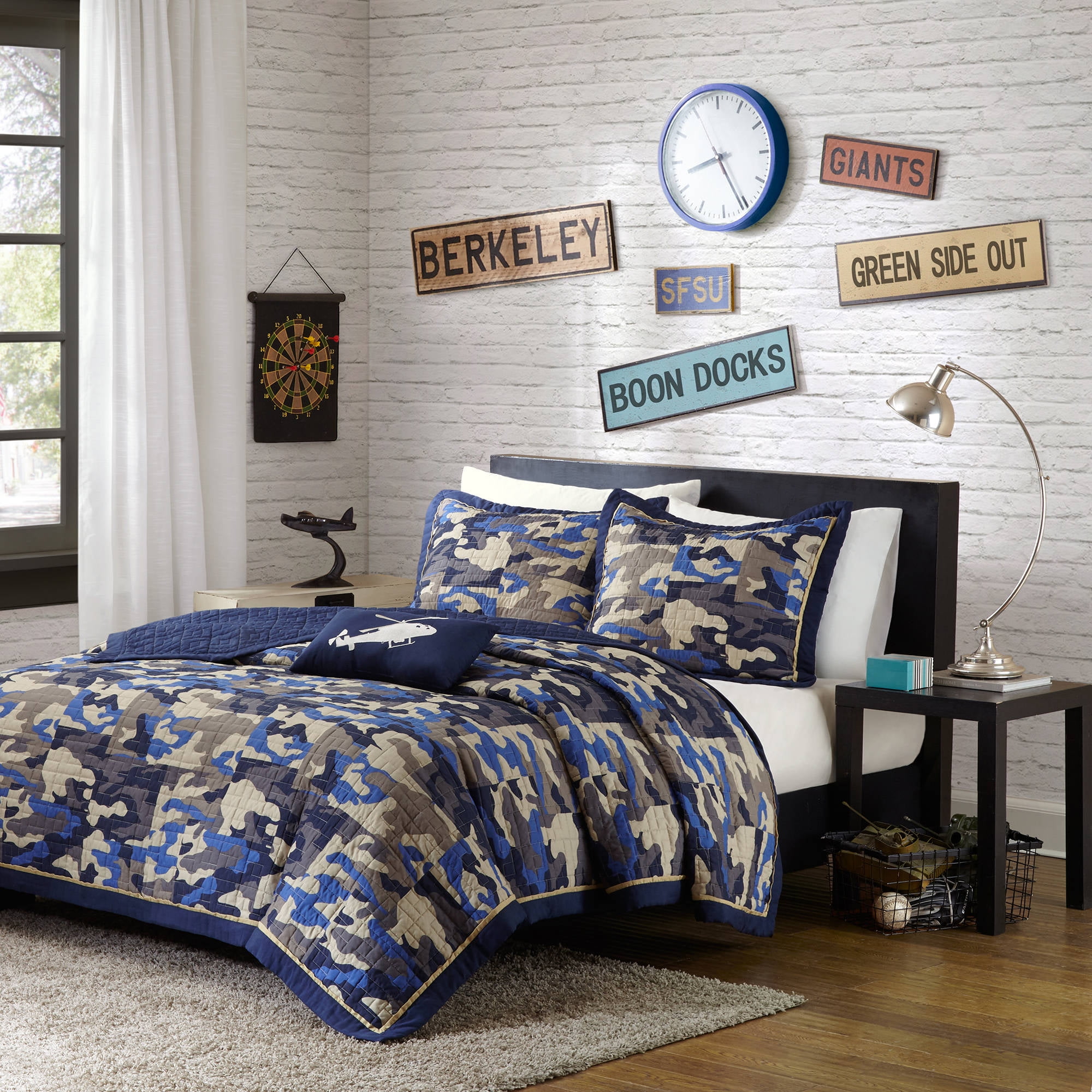 blue camouflage baby bedding