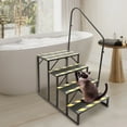 thumbnail image 2 of Heavy Duty 4-Step Steel Step Ladder with Handrail, Indoor & Outdoor Use, 450 lbs Capacity, Easy Installation & Elegant Black Design, 2 of 9