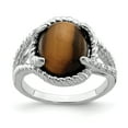 thumbnail image 1 of 925 Sterling Silver Tiger Eye Quartz Diamond Ring Gemstone Natural Stone Shell Wood, 1 of 6