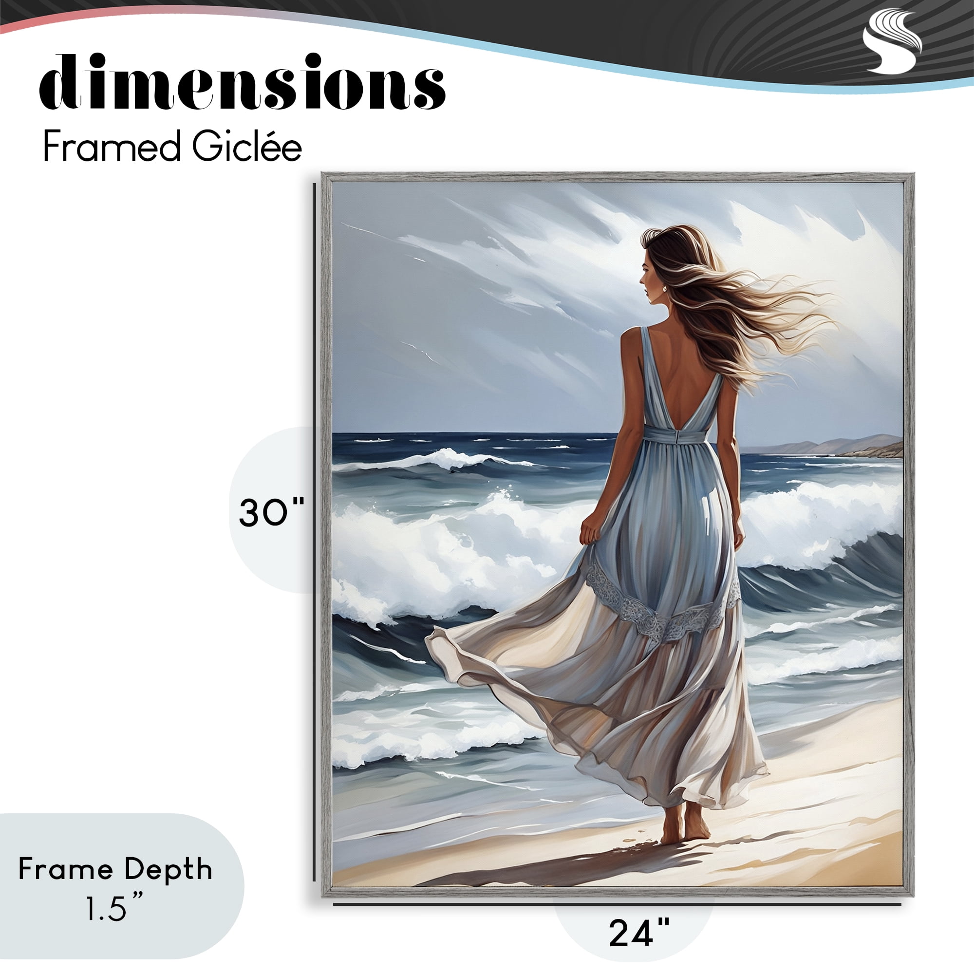Stupell Industries Walk In The Waves Gray Framed Giclee Art, design by Tabz Jones