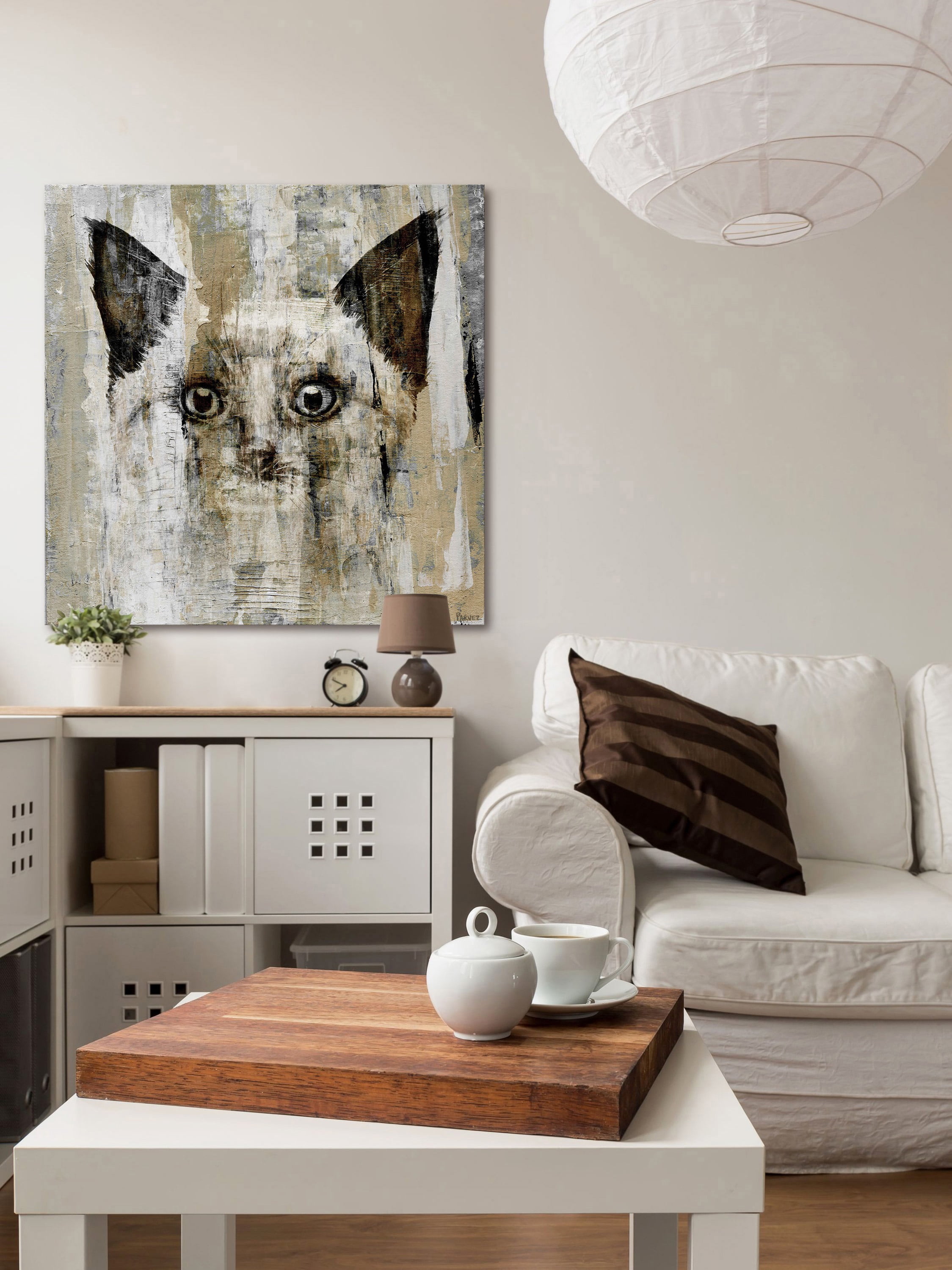 "Brown-Eyed Cat" Painting Print on Wrapped Canvas