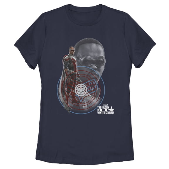 Women's Marvel The Falcon and the Winter Soldier Close-Up Falcon Graphic Tee Navy Blue Medium