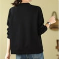 thumbnail image 4 of Women's Round Neck Loose Solid Color Casual Patchwork Top Long Sleeve Sweatshirt, 4 of 8