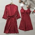 thumbnail image 1 of GATXVG Womens Short Satin Robes Nightgowns Sets, 2Pcs Kimono Bathrobe & Mini Slip Dress Sleepwear Set, Bride Bridesmaids Robe Dressing Gown, Lace-Trim Sexy Spa Pajamas Soft Comfy, 1 of 6