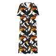 thumbnail image 4 of LOVZFMLL Robe Longue Décontractée à Manches Courtes Col en V pour Femmes Printemps et Été Multicolore 4TG, 4 of 5