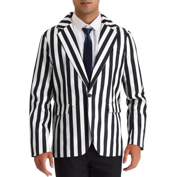 CHAQUETA DE TRAJE PARA HOMBRES INSPIRE CHIC, RAYAS VERTICALES, AJUSTE DELGADO, CASUAL, XL, BLANCA