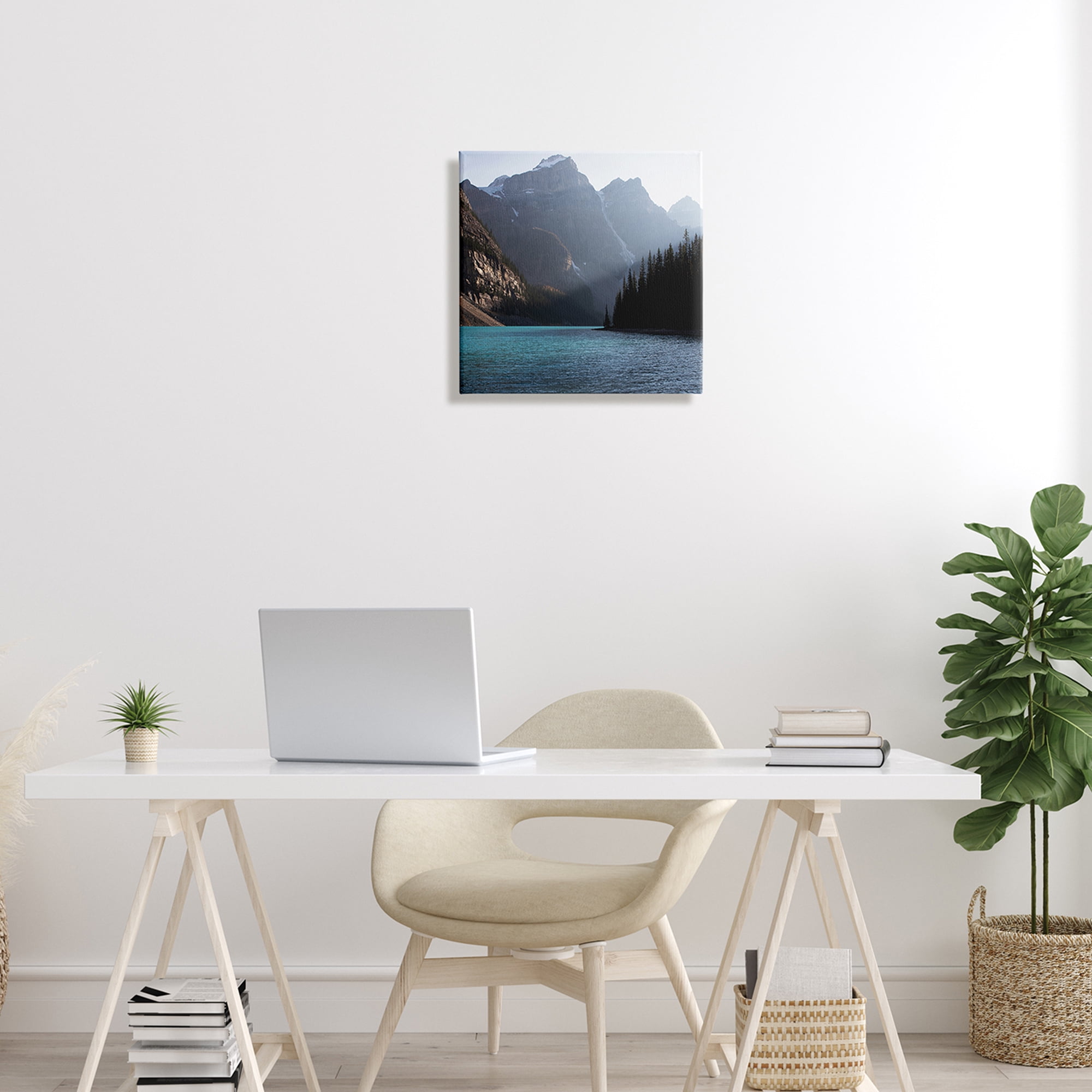 Stupell Industries Serene River Water Scene Foggy Mountains , 17 x 17, Design by Carol Robinson