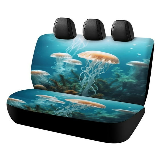 Jellyfish Ocean Style Print Car Accessories Car Rear Seat Covers Fashion Auto Back Seat Protector Decoration Universal Auto Interior
