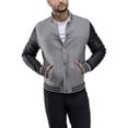 thumbnail image 3 of X RAY Jeans Men's Wool Varsity Bomber Jacket with PU Sleeves, Grey/Black, S, 3 of 9