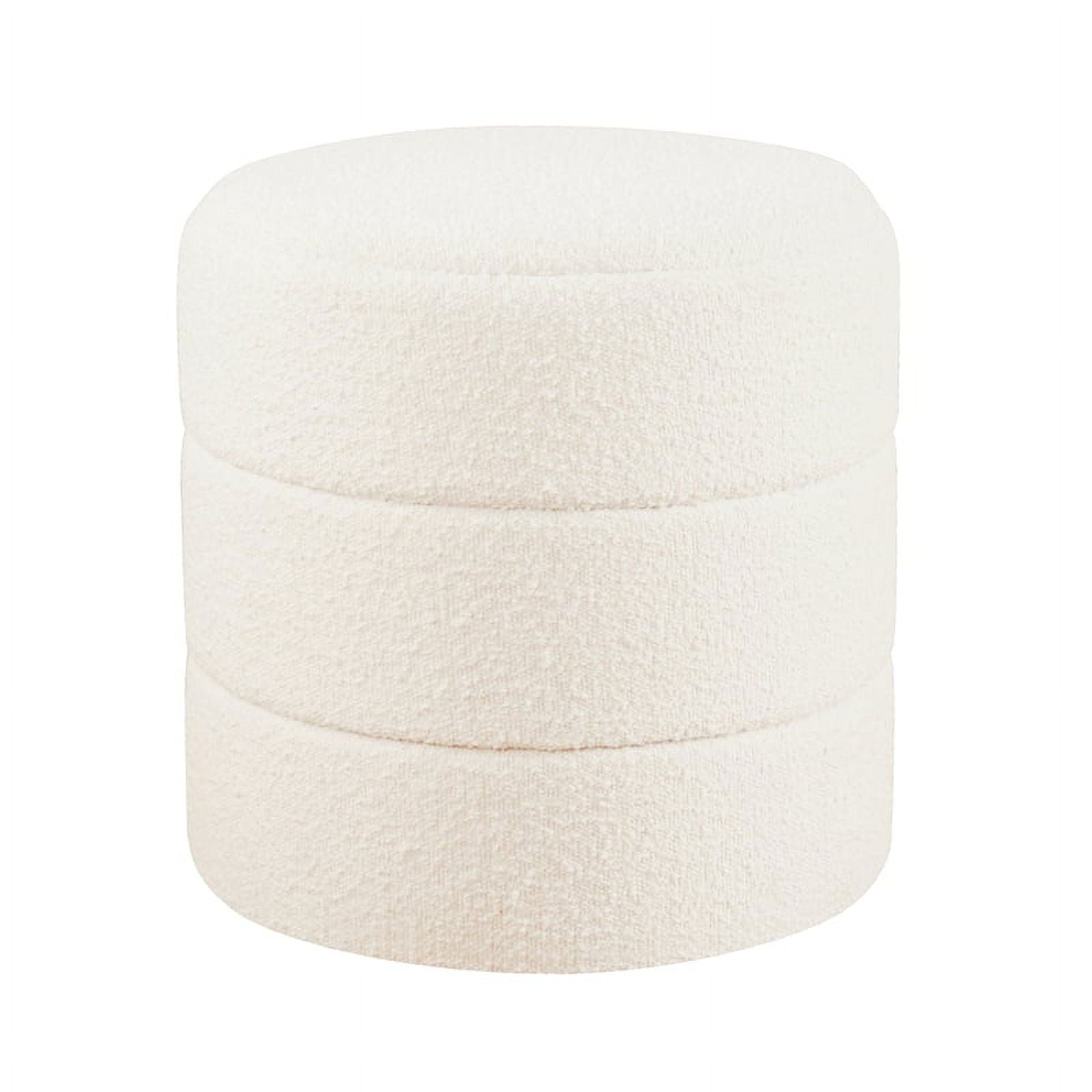 HomePop Upholstered Round Ottoman - Cream Boucle