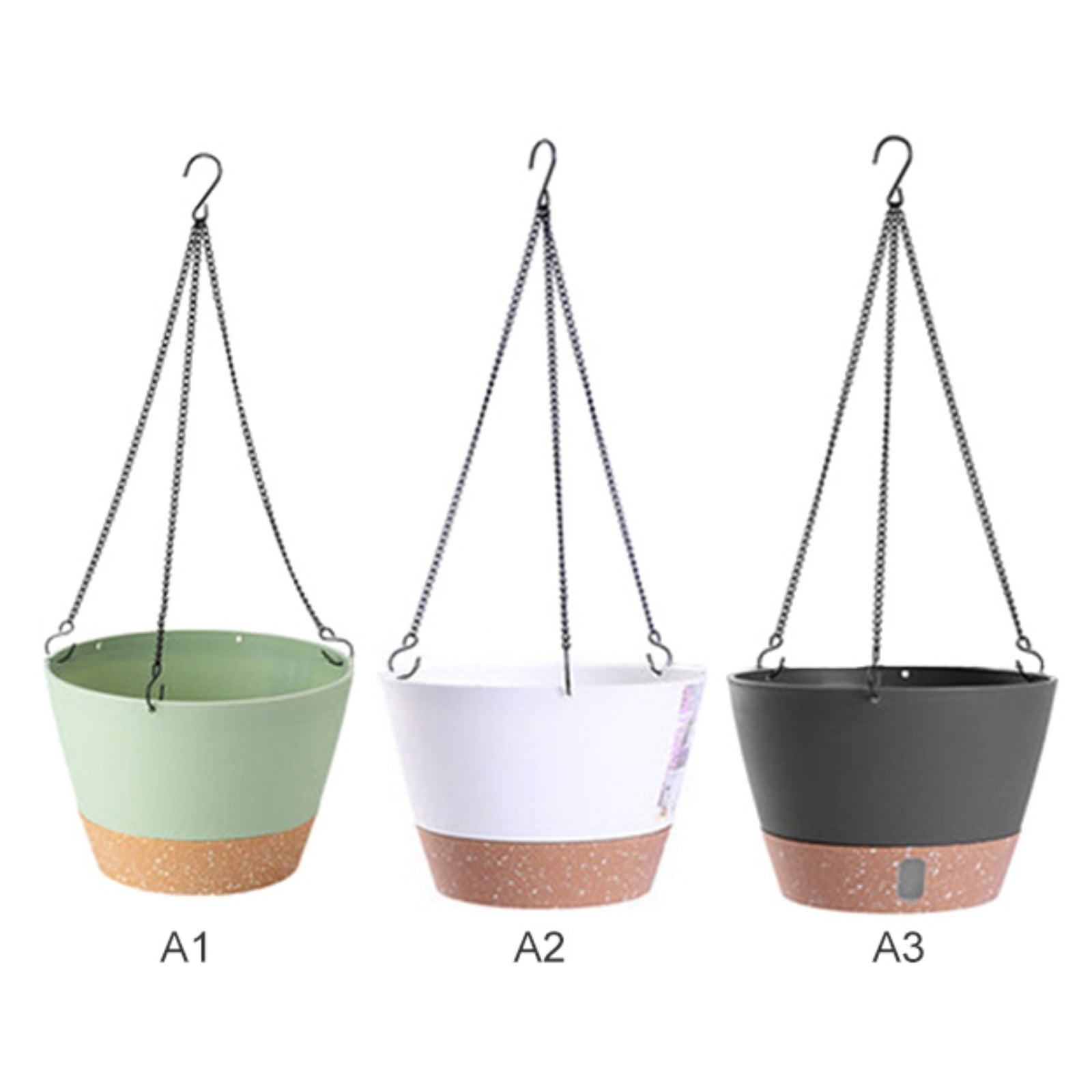 10 Inch Hanging Planter, Plant Hanger Indoor Outdoor, Self Watering Plant Pot Hanging Baskets Holder Plants with Drainage Holes & Removable Tray for Garden Home Black