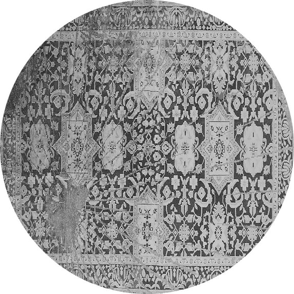 Ahgly Company Indoor Round Oriental Gray Industrial Area Rugs, 7' Round