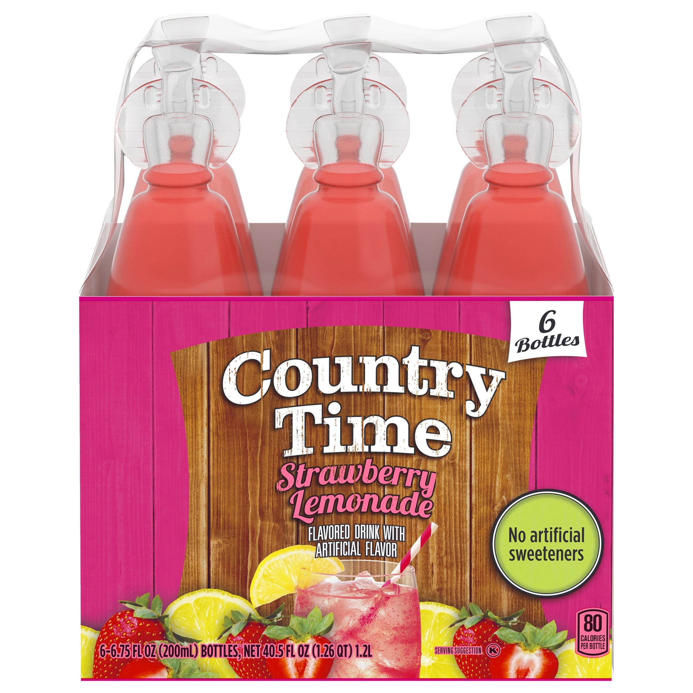 Country Time Strawberry Lemonade Kids Drink, 6 ct Pack, 6.75 fl oz Bottles