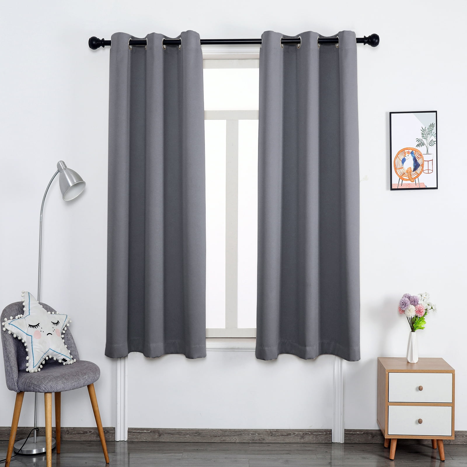 DweIke Thermal Insulated Grommet Blackout Curtains for Bedroom,2 Panels
