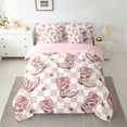 thumbnail image 3 of Homewish Cool Western Cowgirl 7-Piece Twin Bedding Sets,Retro Rustic Farmhouse Cabin Bedding Comforter Set,Pink White Grometric Plaid Sheet Sets For Girls Kids,Microfiber Bedroom Decor Reversible, 3 of 9