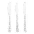 thumbnail image 5 of Smarty 7.75" Shiny Metallic Silver Hammered Disposable Plastic Knives 1000ct, 5 of 7