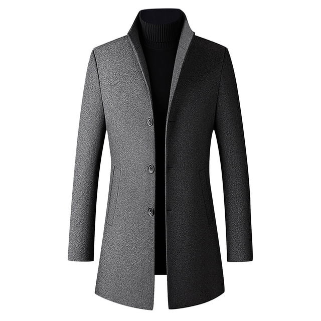 Traje de moda de color sólido de un solo pecho para hombre, traje informal de negocios, abrigo de lana Pompotops oipoqjl12902