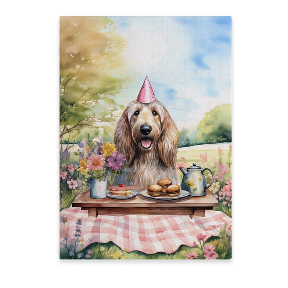 Happy Mother's Day Afghan Hound with Sweets and Flowers at a Picnic Vertical Matte Canvas Poster Dog Lover Wall Art Home Decor - 13005