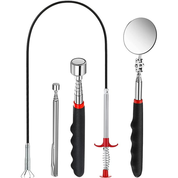 4 Pieces Pick-up Tool Set Flexible Claw Grabber Grabber Tool Spring  Bendable with Telescoping Inspection Mirror 2 LB/ 20 LB Magnetic Stick  Gadget for Home Sink D s Kitchen Bathroom 