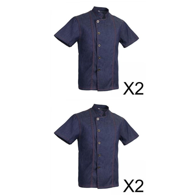 4 Piezas Unisex Chef Chaquetas Mujeres Hombres Camisa de Cocinero Uniformes de Hotel Sunnimix chaqueta de chef de manga corta
